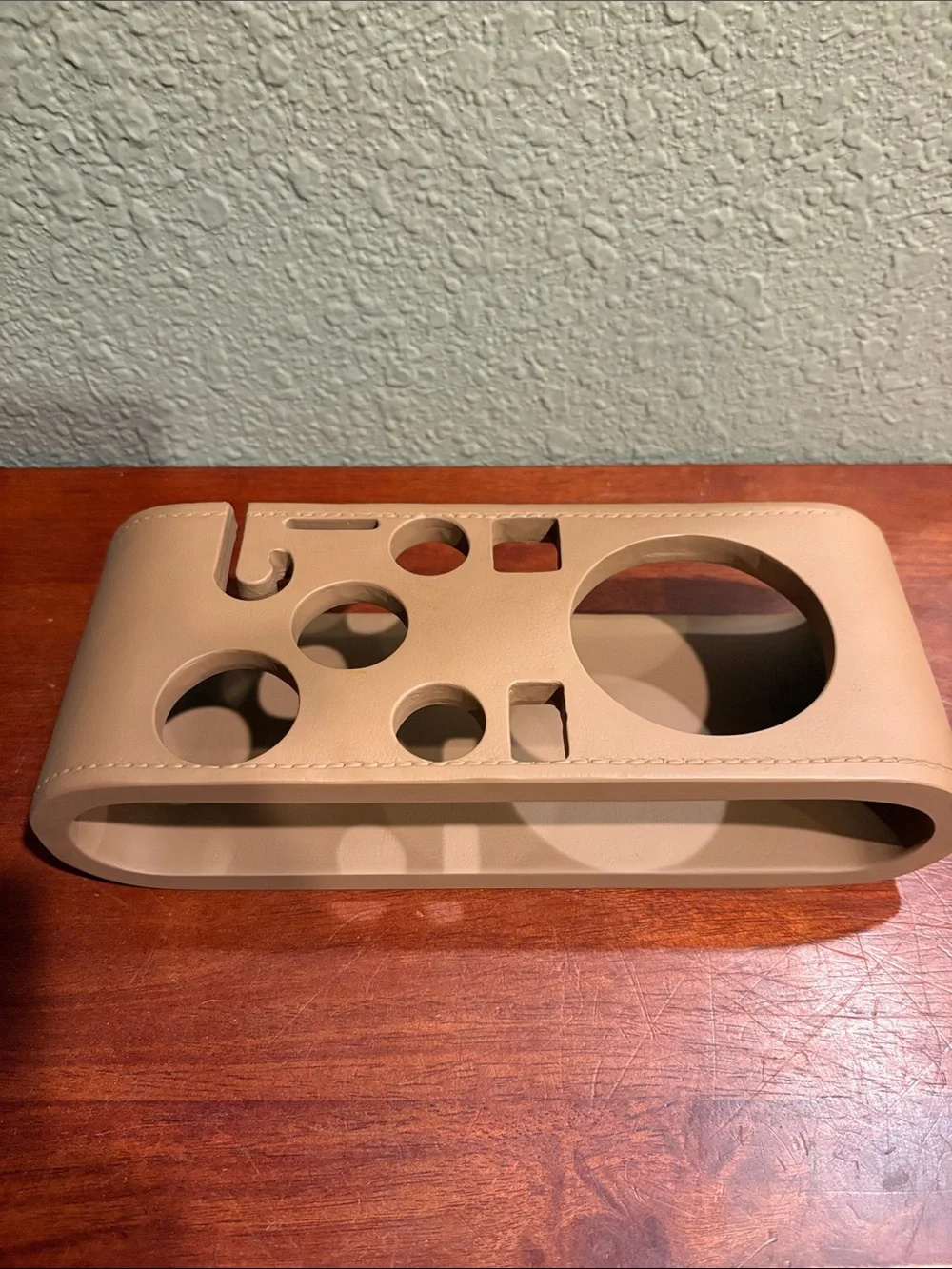 New- Leather Wrapped Barware Organizer – Tan